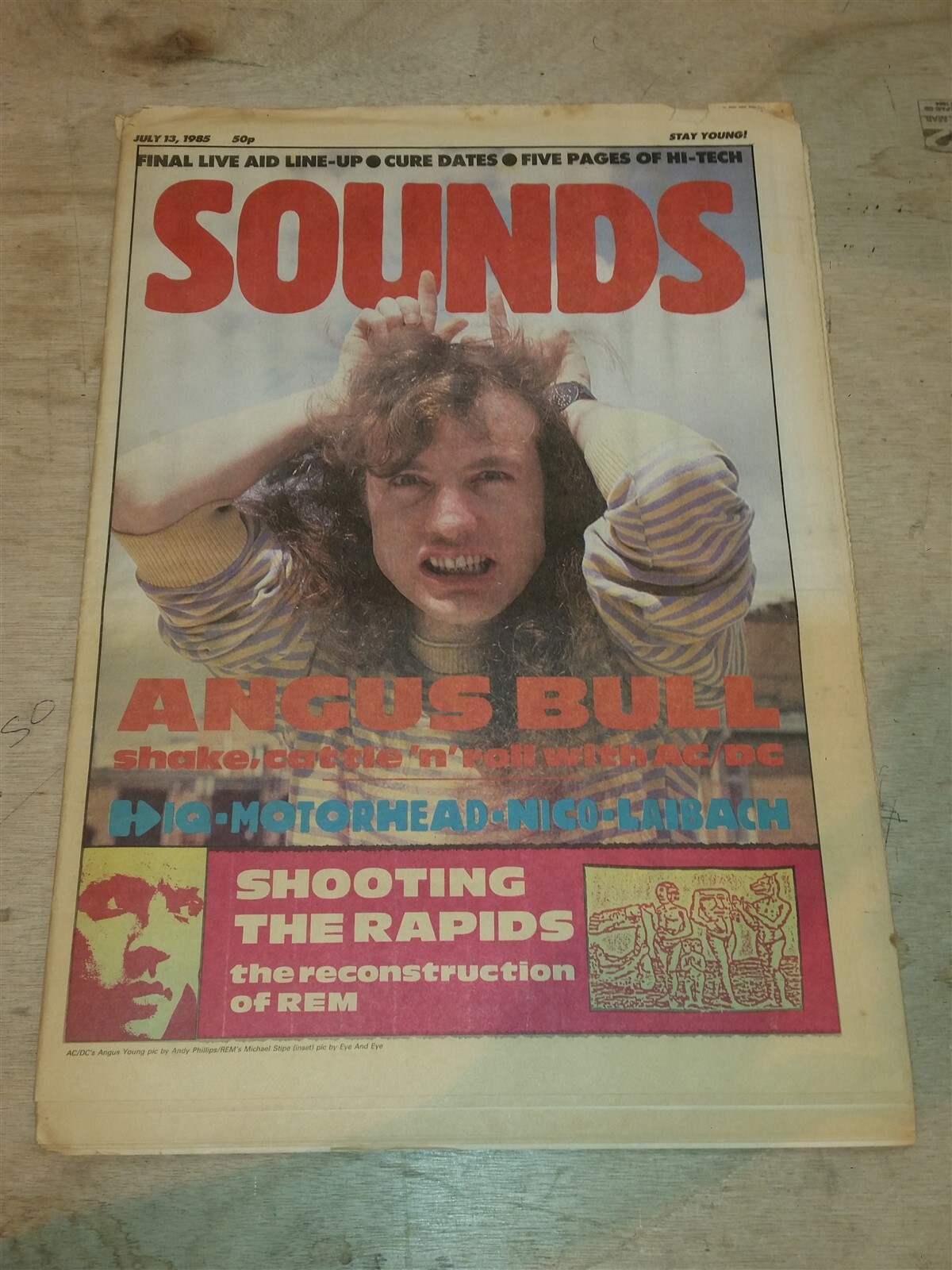 SOUNDS JULY 13 1985 AC/DC ANGUS YOUNG MOTORHEAD LAIBACH LIVE AID | eBay UK