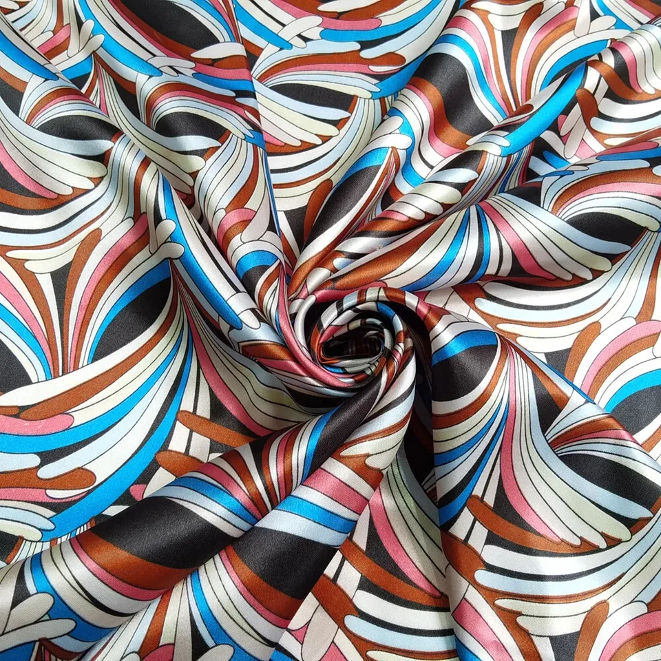 Tela satinada 58" ancho por yarda charmeuse sedoso a rayas material satinado bufanda hágalo usted mismo Foto 3 de 4