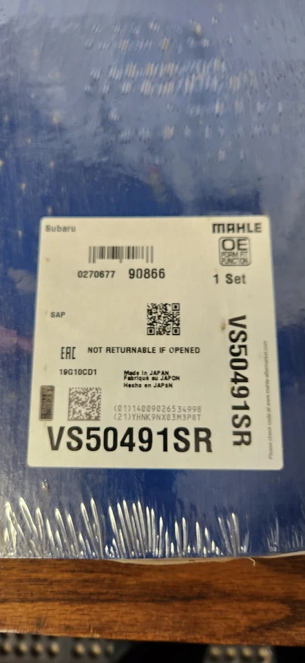 Nuevo juego de juntas de cubierta de válvula de motor Mahle OEM para Subaru Outback 05-2009 VS50491SR Foto 2 de 3