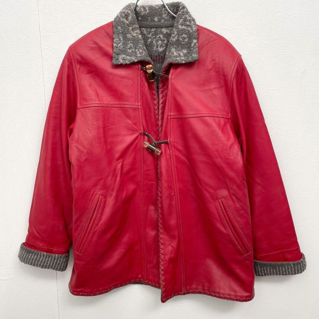 AMGE Spanish leather jacket with wool lining, red, size 44 so | eBay