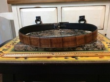 Nordstrom Mens Shop Belt Brown Embossed Size 36 LEATHER RN58665 Made in USA