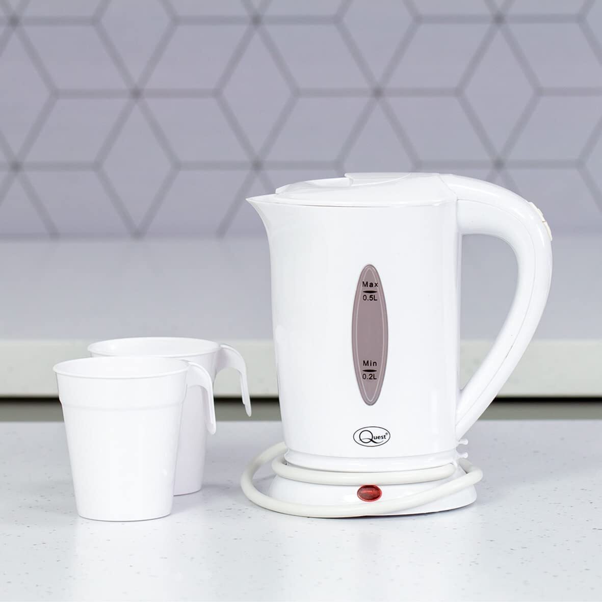 White 500ML Portable Compact Travel Electric Kettle Dual Voltage