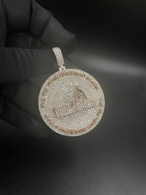 Personalized Any Letter Real  Moissanite Men's Bust Down Pendant 925 Silver