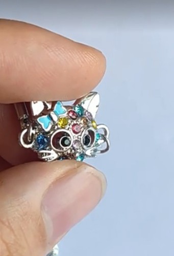 Coloured Rhinestone Cat Pendant Necklace & Bracelet Set. Silverplated. Boxed. - Picture 12 of 24