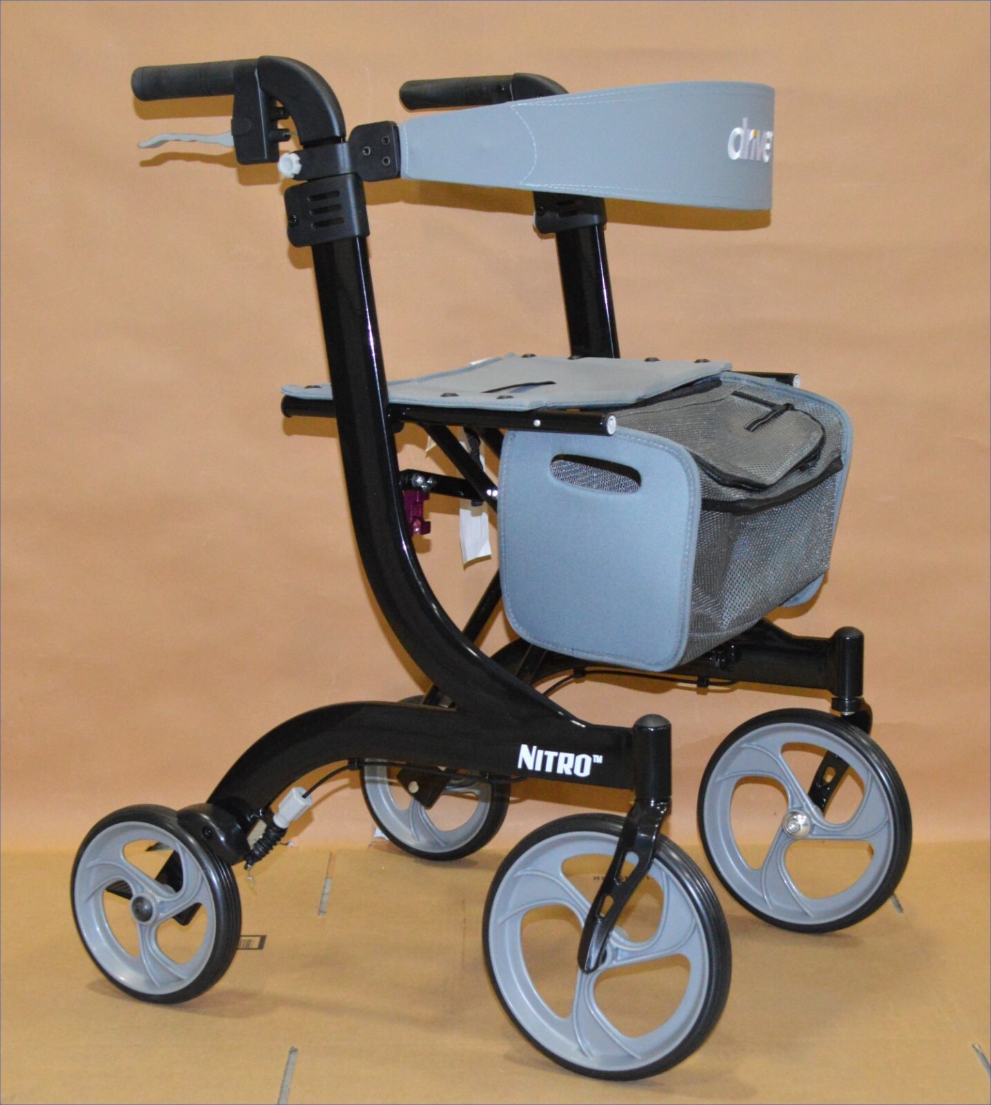 Drive Medical Nitro Foldable Rollator Walker w/ Seat, Tall, Black