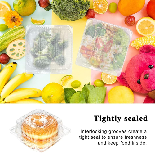 100 Pcs Clear Hinged Plastic Containers with Lids,Individual Cake Slice Containe - Picture 7 of 12