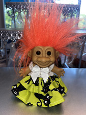 Russ Halloween OOAK Troll Doll, Brand New Black Cat Patterned Outfit, Free Ship