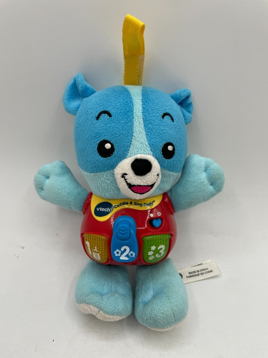 RARE Vtech Baby Cuddle and Sing Cody Lights Up Sing Sounds Talk Blue Puppy  Dog