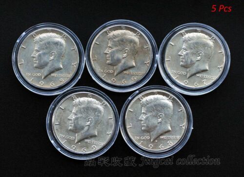 5pc US 1965-1969 Kennedy Clad 40% Silver Half Dollar 50-Cent Coin Nice Condition - Picture 1 of 3