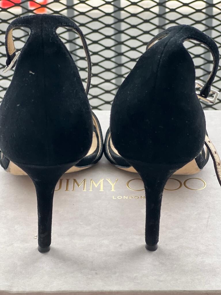 セール★Jimmy Choo★ADALEE Adalee SB | Black Nappa/Patent Leather Sling Back Flats| New