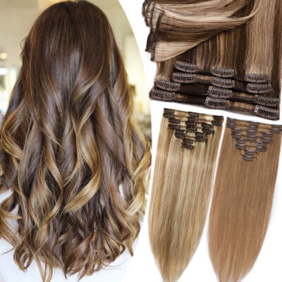 100% Clip In Remy Real Human Hair Extensions Full Head  display picture 1