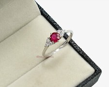 5 MM Natural Ruby Gemstone 925 Sterling Silver July Birthstone Engagement Ring