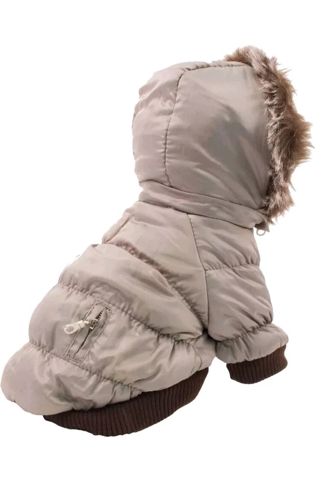 Chaqueta inteligente con capucha de piel extraíble con cremallera para mascotas 3M aislamiento aislante pequeño Foto 2 de 4