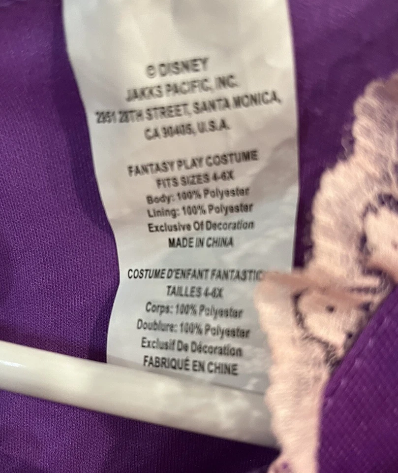 Disney Princesa Halloween Fingir Juego Rapunzel Disfraz Vestir Talla 4-6X Foto 4 de 4