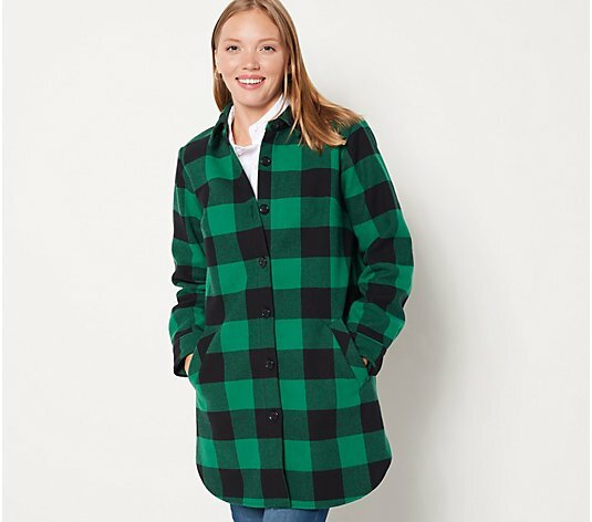 Joan Rivers Buffalo Check Jacket w/Fleece Lining-Green/Black Joan Rivers Buffalo Check Jacket w/Fleece Lining-Green/Black