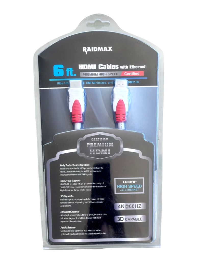 HDMI Cable with Ethernet 6FT 4K Ultra HD Premium High Speed 3D Capable-image