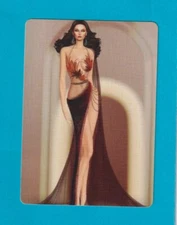 Glamour Lady in a Burgundy  Dress - Single Modern  Wide Linen  Swap P/Card