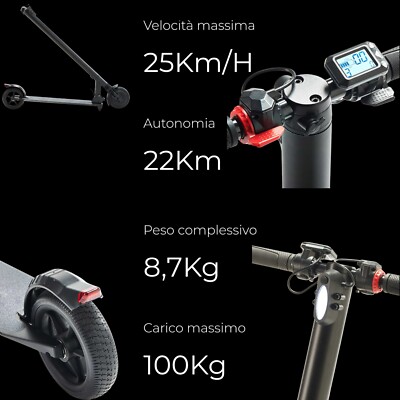✅️Monopattino Elettrico 2025 per Adulti 25 kmh x 22 km x 8,7 kg