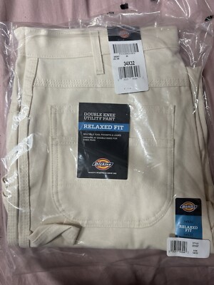 Dickies Mens Beige Relaxed Fit Soft Double Knee Carpenter Pants 34 x 32 2053NT