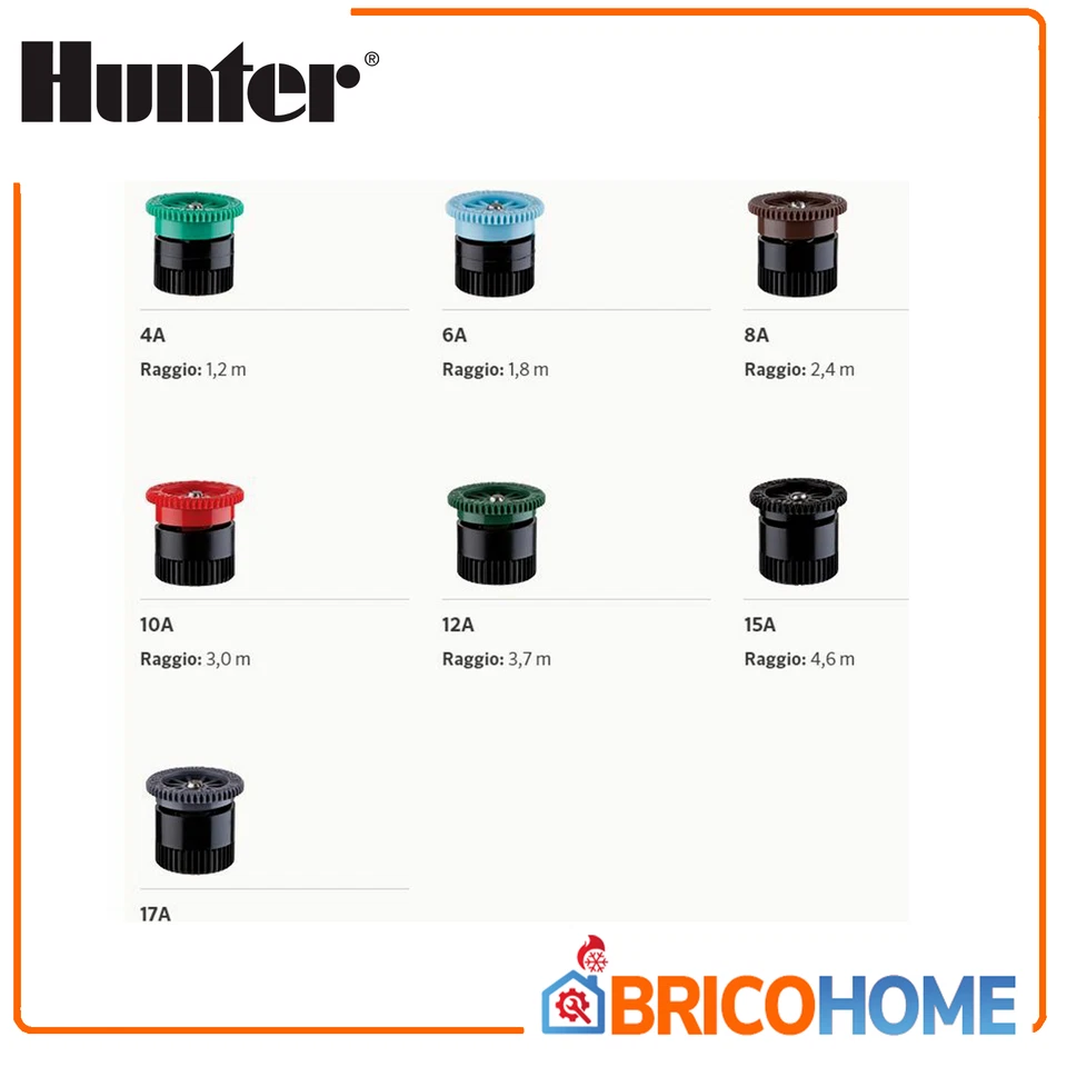 Testine irrigatori Hunter tutti i modelli regolabili, getti separati, a striscia