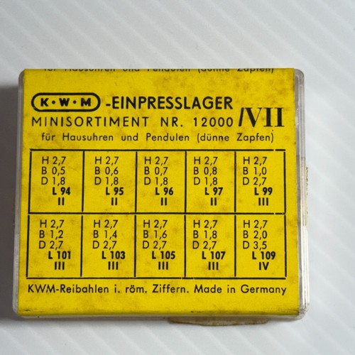 KWM Boccole Orologio Boccole Assortimento 100 Pezzi NR 12000 - VII - Made in Germany - Foto 1 di 2