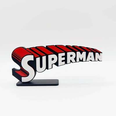Superman Logo Sign Retro Comic Style 3D Printed Wall Decor Fan Art