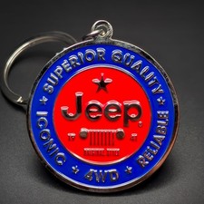 Jeep Original Badge Keychain Metal Emblem Wrangler Wyllis Cherokee Rubicon Gift