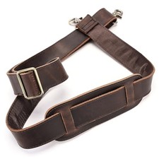 Genuine Leather Bag Strap Replacement Shoulder Strap Adjustable with Coffee