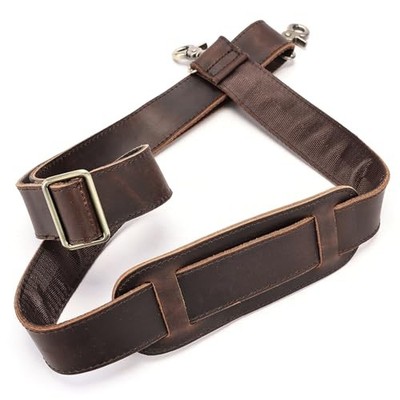  Genuine Leather Bag Strap Replacement Shoulder Strap Adjustable with Coffee