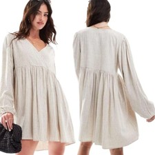ASOS Linen Effect V-neck Smock Dress - Size 2