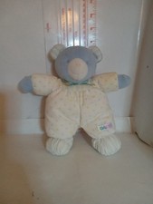 Vintage Eden Baby Blue Teddy Rare Soft Plush rattle stripes polka dots 8"