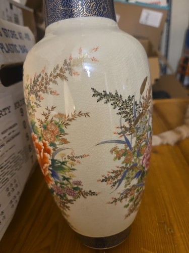 Vintage Royal Satsuma handbemalte japanische Vasen Goldrand Porzellan 12" - Bild 3 von 17
