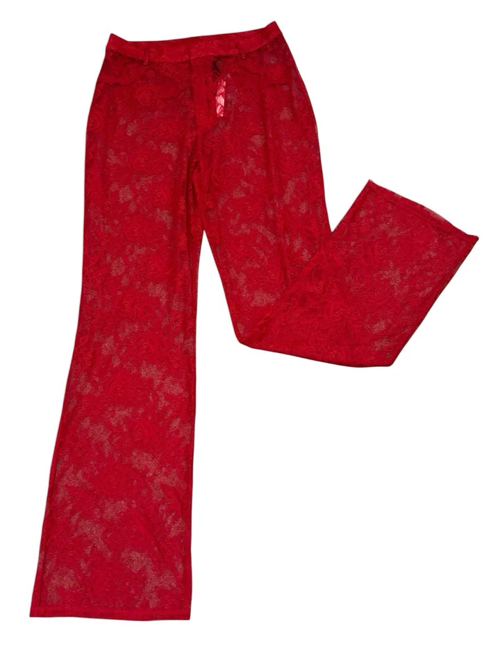 Pantalones Victoria Secret Archives Rosa Encaje Rojo Sólido Floral Talla Mediana Foto 2 de 3
