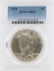 1924 PCGS MS64 S$1 Philadelphia Mint Peace Silver Dollar No Reserve