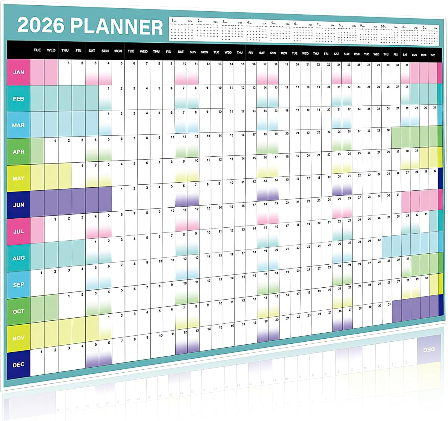 2026 Yearly Wall Planner – Full Year Wall Calendar Jan–Dec 2026, Large 74.2 × 52