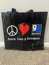 I Love Goodwill Shopping Bag  20"x18"x10" NWT Reusable / Recyclable Red Heart