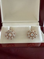 0,60ctw Diamant Cluster Ohrstecker 10k Rotgol...