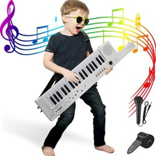 QShark Digital Piano Keyboard 37 Keys, Portable Karaoke Keytar Small, White