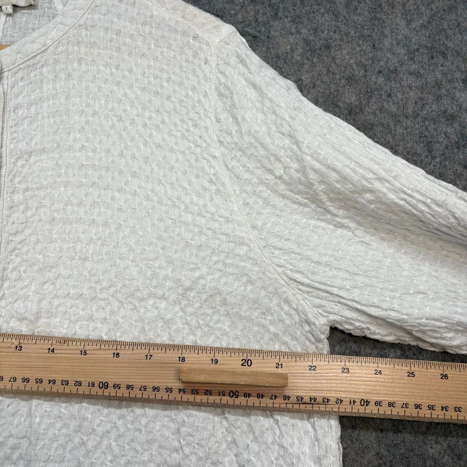 Sahara Shirt Womens UK 14-16 White 100% Linen Buttons Waffle Crinkled Oversized - Image 2 of 4