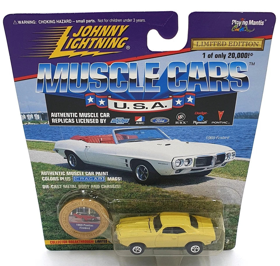 Johnny Lightning 1/64 Scale 202-02 - Muscle Cars 1969 Pontiac Firebird - Yellow - Image 4 of 4