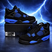 HOT MEN - Jordan 4 Retro Black Blue Thunder Size US 7-12