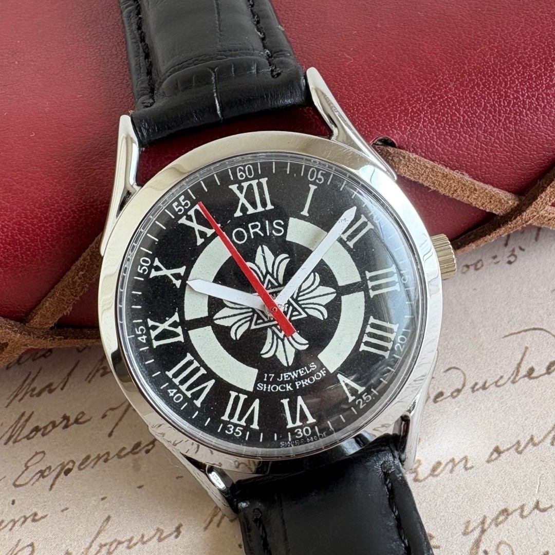 Beautiful ORIS hand-wound mechanical 1980s vintage men's watch F/S