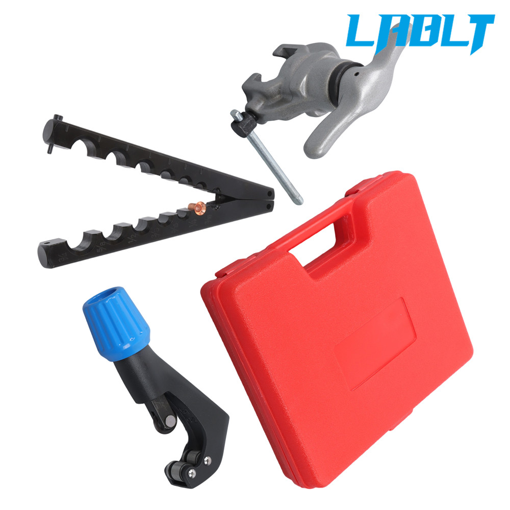LABLT Eccentric Flaring Tools Set & 45° Tube Cutter Kit for 7 Dies 3/16"-3/4"