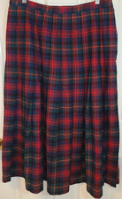 Vtg PENDLETON 100 wool midi skirt red blue sz 8 plaid Academic Pleated Skirt