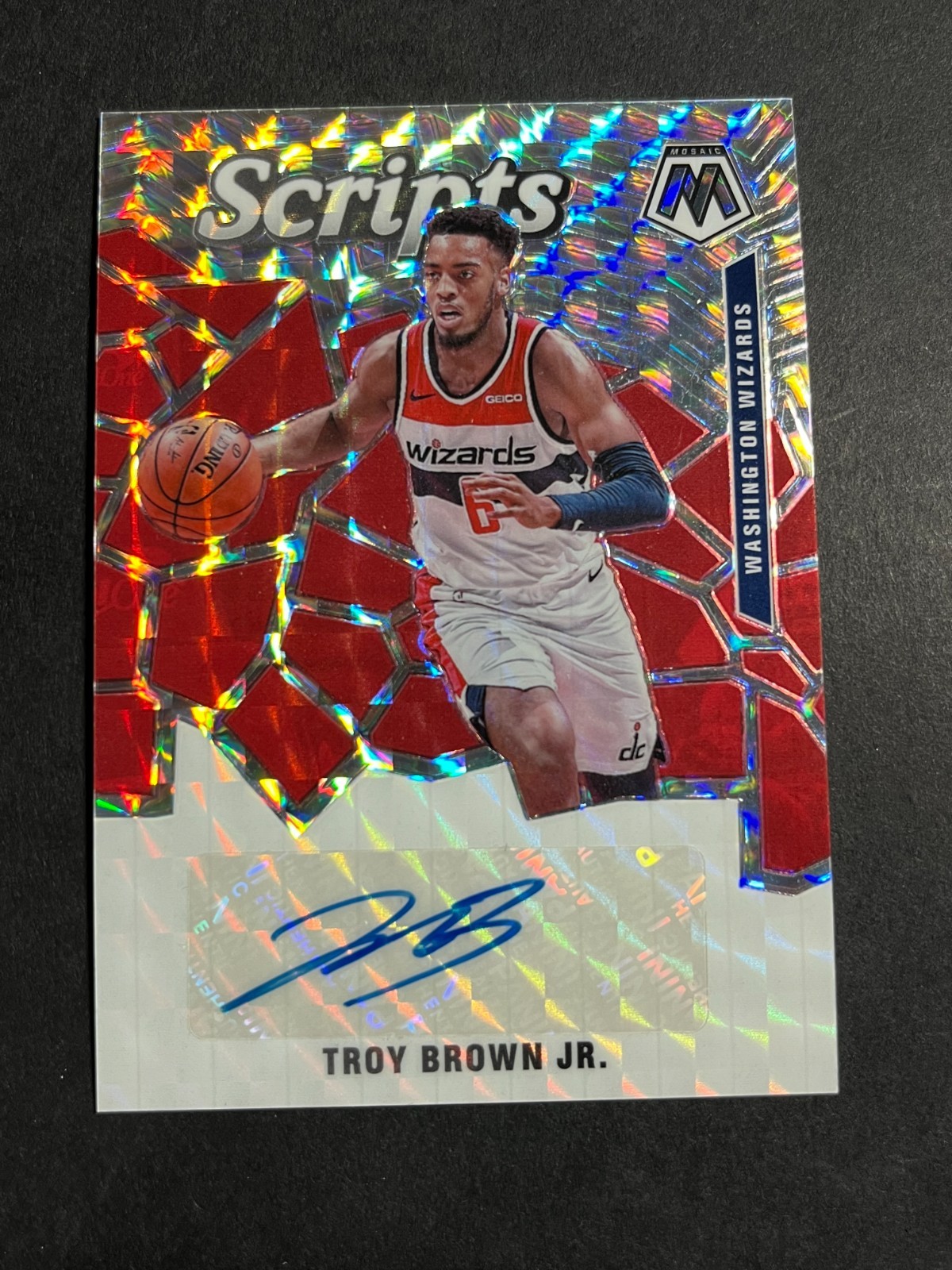 2019-20 Panini Mosaic Troy Brown Jr. Scripts Autograph Prizm SC-TBJ - Wizards