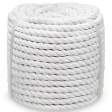 White Cotton Rope 1/2 Inch x 100 Feet - Twisted White Rope for Crafts Nautical