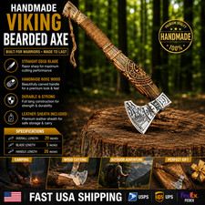 Custom Hand Forged Carbon Steel Viking Valhalla Axe Tomahawk Throwing Axe Sheath