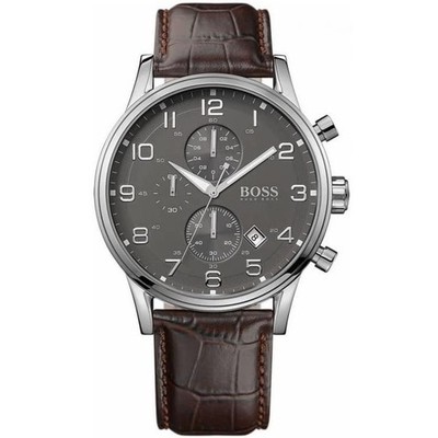 Hugo Boss Aeroliner Chronograph Watch 1512570 Mens Brown Leather Strap