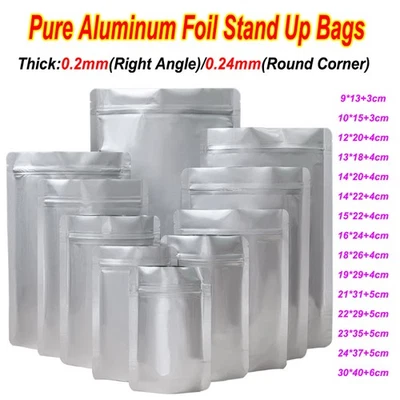 Reine Aluminiumfolie Standbeutel lichtdicht zur Aufbewahrung für Tee/Angelköder - Bild 1 von 4