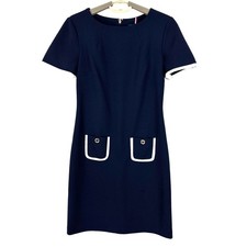Tommy Hilfiger Navy Blue Sheath Pencil Dress 2 preppy career office old money